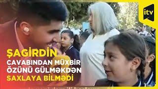 Dördüncü sinif şagirdindən müxbiri mat qoyan cavab - Bilik günündən maraqlı görüntülər