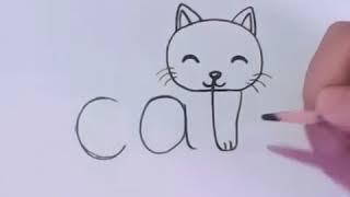 = Very Easy! How to turn Words Cat Into a Cartoon Cat  Wordtoons learning ste=