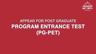 Apply at MIT-WPU with PG-PET exam