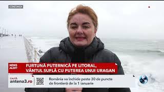 Furtună puternică lovește litoralul, vântul suflă ca un uragan