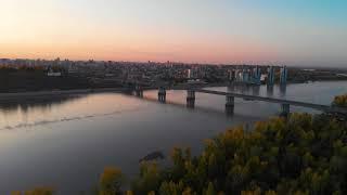 Aerial view to Barnaul city.