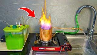 I Made My Own Gas and Used a Weird Stove to Heat Water Directly from the Faucet | So Easy !