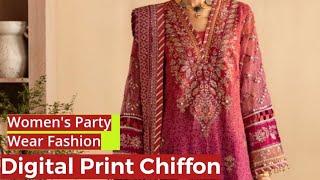 Latest Chiffon Party Wear Dress / Digital Chundri Print / Classy Pakistani Style #fashion #saqafat