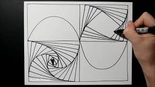 3D Paradox Pattern / Curved and Straight Lines Illusion Drawing / Daily Art Therapy / Day 018