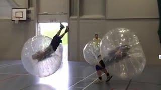 WATCH THIS: Huge Rugby Hit! Huge Back flip! Zorb Rugby!