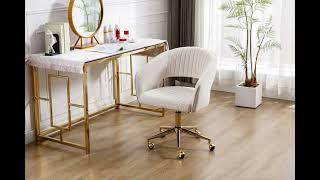 Wahson Home Office Chair Comfortable Vanity Chair Computer Swivel Task Chair with Golden Base