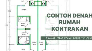 refrensi denah rumah kontrakan kopel 2 kamar