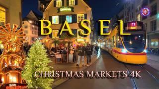 BASEL SWITZERLAND  Experience the Charm of Basel's Christmas Markets / Evening walking tour 4K