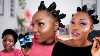 MINI BANTU KNOTS ON NATURAL HAIR USING YARN WOOL | quarantine glow up