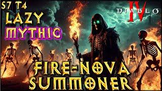 S7 T4 Lazy Mythic FIRE NOVA ! Summoner Necromancer Build Diablo 4 VoH