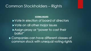 Common Stockholders – Rights