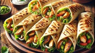 Chicken Wrap Recipe With Special Sauce چکن رپ یا برگر گوشت مرغ با ساس مخصوص