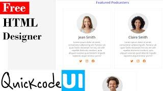 Create HTML user cards using Quickcode UI Designer