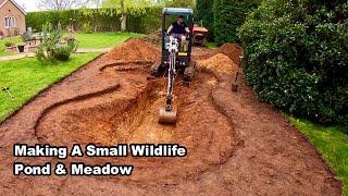 Making a SMALL WILDLIFE POND and WILDFLOWER MEADOW - 4K - Timelapse