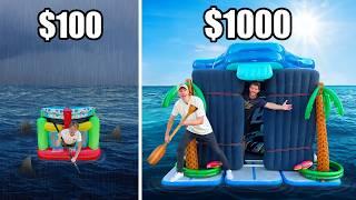 Surviving on Homemade Inflatable House Boats! $100 vs $1000