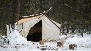 Winter Bushcraft & Camping in a Canvas Wall Tent - Marie is Back!