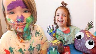 ROCK ART with NiKO & NAVEY!!  Painting Rocks for Craft Time fun & mixing all colors of the rainbow!