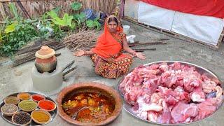 Famous Handi mutton curry recipe cooking and eating in village!how to make tasty mutton curry recipe