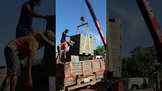 Crane Bricks Interlock to the car #shorts  #brick#machine #brickmakingmachine#bricktechnology#crane