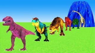 Paint Animals Dinosaur T Rex Carnivore Vs Herbivore Dinosaurs Adventure Fountain Crossing Animal