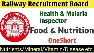 RRB Health Malaria Inspector 2024 Preparation | Food and Nutrition Oneshort | Sanitary Inspector