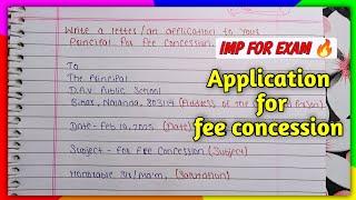 Application for fee concession || Application to the principal for full fee concession