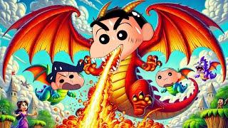 Shinchan Became Huge Dragon And Killed His Friends With Fire  | Roblox Be A Dragon | Funny Game 