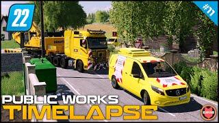  Transporting Komatsu Excavator With Mercedes Actros & Digging ⭐ FS22 City Public Works Timelapse