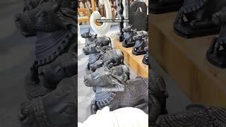 Beautiful Handcarved Black Marble Nandi Statues Collection in all Sizes ready in Stock. #rukmaniarts