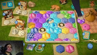 Quilts and Cats of Calico a complex puzzle board game with cute cats