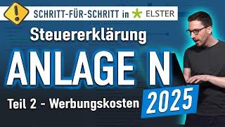 Anlage N Elster ausfüllen (Teil 2 Werbungskosten) - Steuererklärung 2024: Anlage N 2024