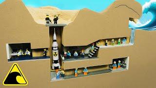 Top Secret Missile Silo Hit by Tsunami - Lego Dam Breach Experiment