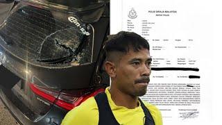 GILIRAN SAFIQ RAHIM PULA, DIPECAHKAN CERMIN KERETA OLEH 2 INDIVIDU TIDAK DIKENALI BERMOTORSIKAL.