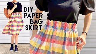 Sew a PAPER BAG LINEN SKIRT with elastic waistband + POCKETS!  ALL THE STEPS!