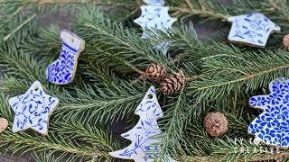 Air Dry Clay Chinese Blue Pattern Ornaments | Ey to Zee Creative Christmas Craft Ideas