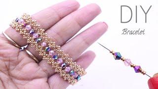 Elite Sparkle Bracelet – Beaded Bicone & Seed Bead Lacy Bracelet
