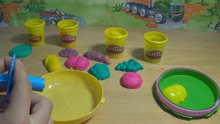 Пластилин Плей До. Play-Doh. формочки овощей и фруктов. Делаем овощи и фрукты из пластилина.