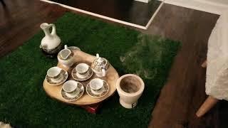 Home made Ethiopian coffee ceremony setup