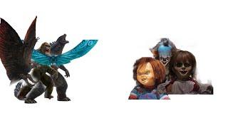 Godzilla Kong Rodan Mothra vs Pennywise Chucky Annabelle