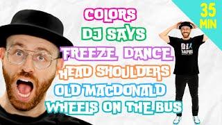 Head Shoulders, Freeze, Colors + more!  | DJ Raphi! Songs for Kids