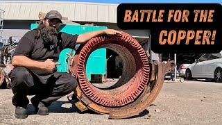 Battle for The Copper!!  Scrapping The Biggest Motor On Youtube 8900 Lbs Pt 4