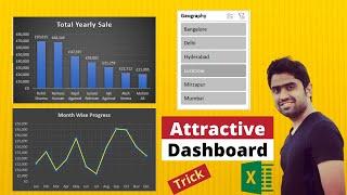 Attractive and Easiest Dashboard  How to link one Slicer with two Charts in Excel ~ Amazing Trick