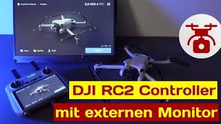 DJI Mini 4pro Drohne RC2 Controller mit externen Monitor für mehr Details beim Drohnen fliegen