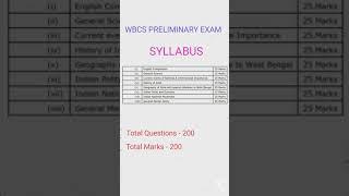 WBCS PRELIMINARY EXAM SYLLABUS | WBCS SYLLABUS | #shorts