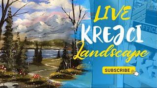 Richard Krejci  is live! Painting in acrylics a landscape #liveart #arttips #mytechniques