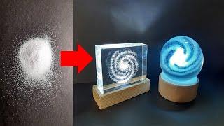 I TURN POWDER INTO GALAXY LAMPS- Resin art- epoxy resin and wood lamp