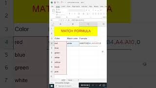 Match Formula in Excel Part 1 #excel #learnmore #techburner #exceltips #exceltricks #shortsfeed