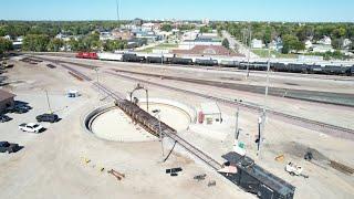 CPKC AND IOWA NORTHERN RAILYARD VIEWS WITH WORK!  IOWA TRACTION RAILROAD VIEW AND CN L571!