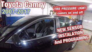 Toyota Camry Tire pressure light comes on and off, How to replace TPMS sensor and Program