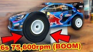 6s 76,600rpm RC Rally Car insanity (it blew up)